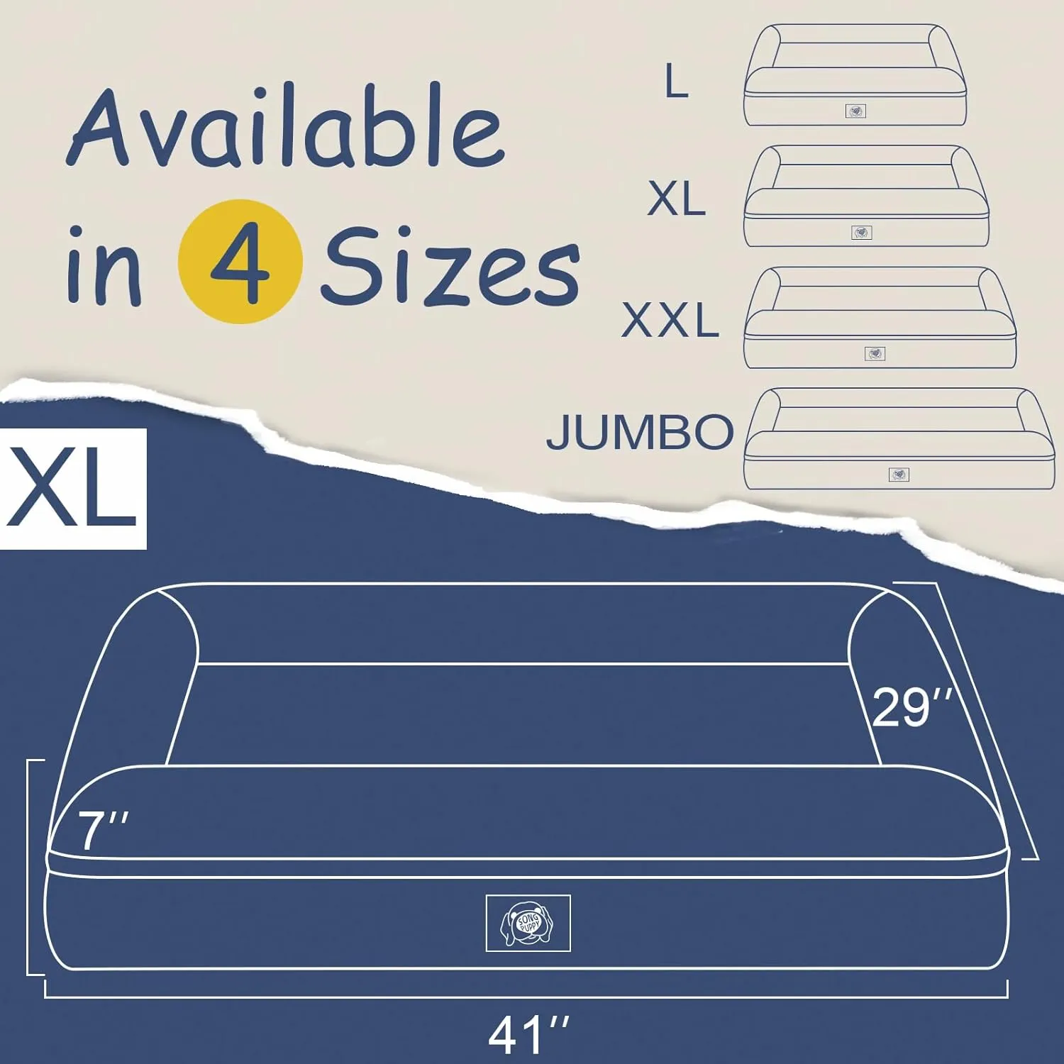 Orthopedic Washable Large Dog Bed: XLarge Dog Bed Bolster Waterproof - XL Big Dog Beds for Extra Large Dogs with Removable Cover - Coffee