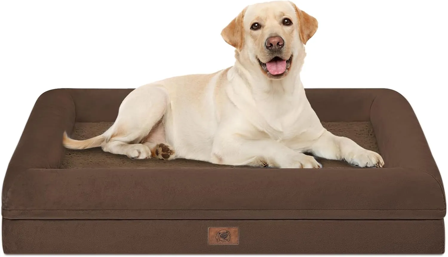 Orthopedic Washable Large Dog Bed: XLarge Dog Bed Bolster Waterproof - XL Big Dog Beds for Extra Large Dogs with Removable Cover - Coffee