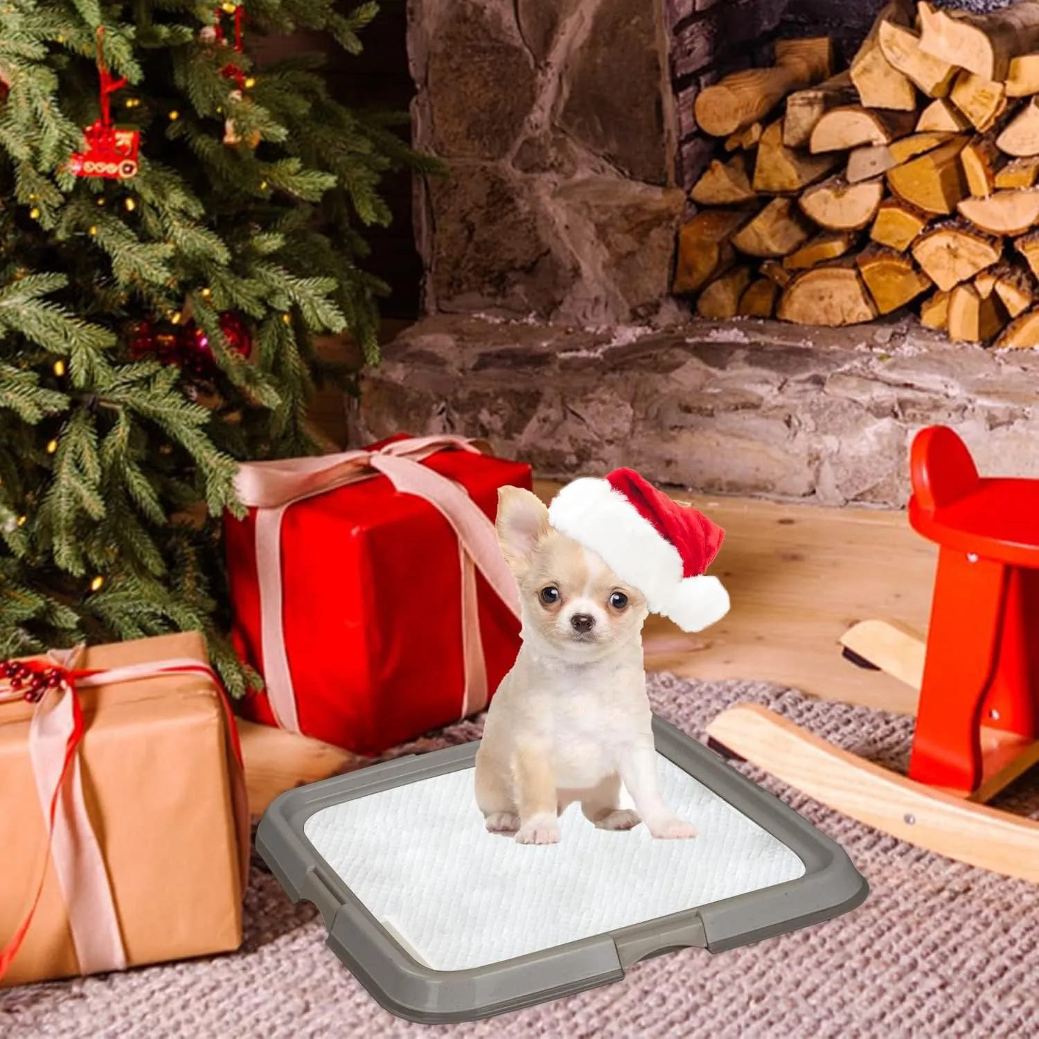 PAWISE Puppy Pee Pad Holder, Dog Training Pad Tray for Puppies and Small Dogs,Non-Slip Reusable Dog Pad Holder, Pet Toilet Tray for Potty Training(Suitable for 15*10 Pee Pad, Pee Pads Not Included)