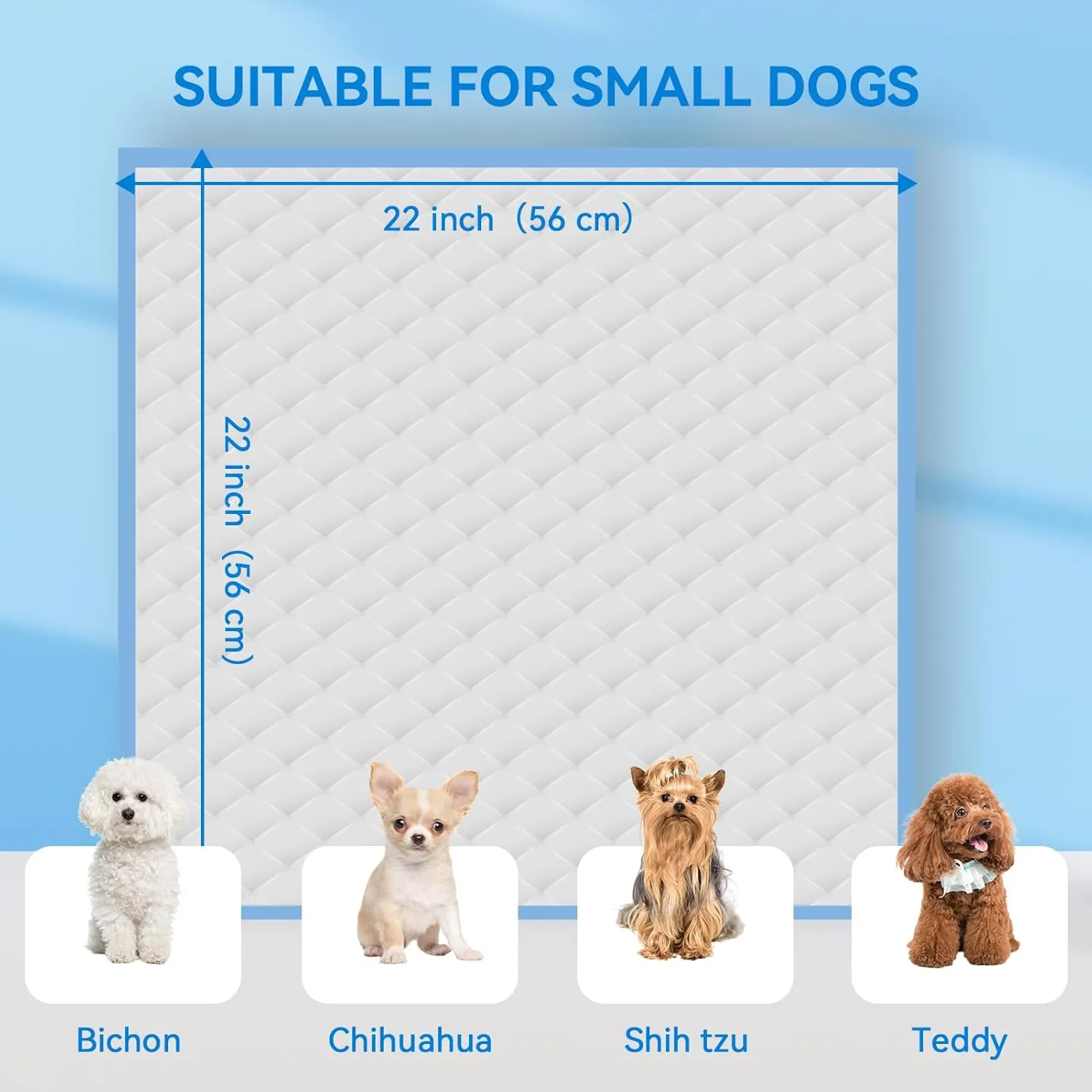 Pet Pee Pads - Strong Absorption& Leak-Proof for Dogs - Puppy Pads - Super Absorbent, Waterproof, Quick-Dry, Unscented for Dogs and Cats, Rabbits (Pack of 100 - 22x22)
