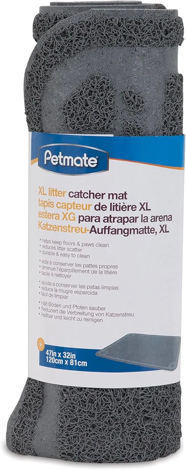 Petmate Litter Catcher Mat Extra Large, Grey, Model:22990 47x32x0.25 Inch (Pack of 1)