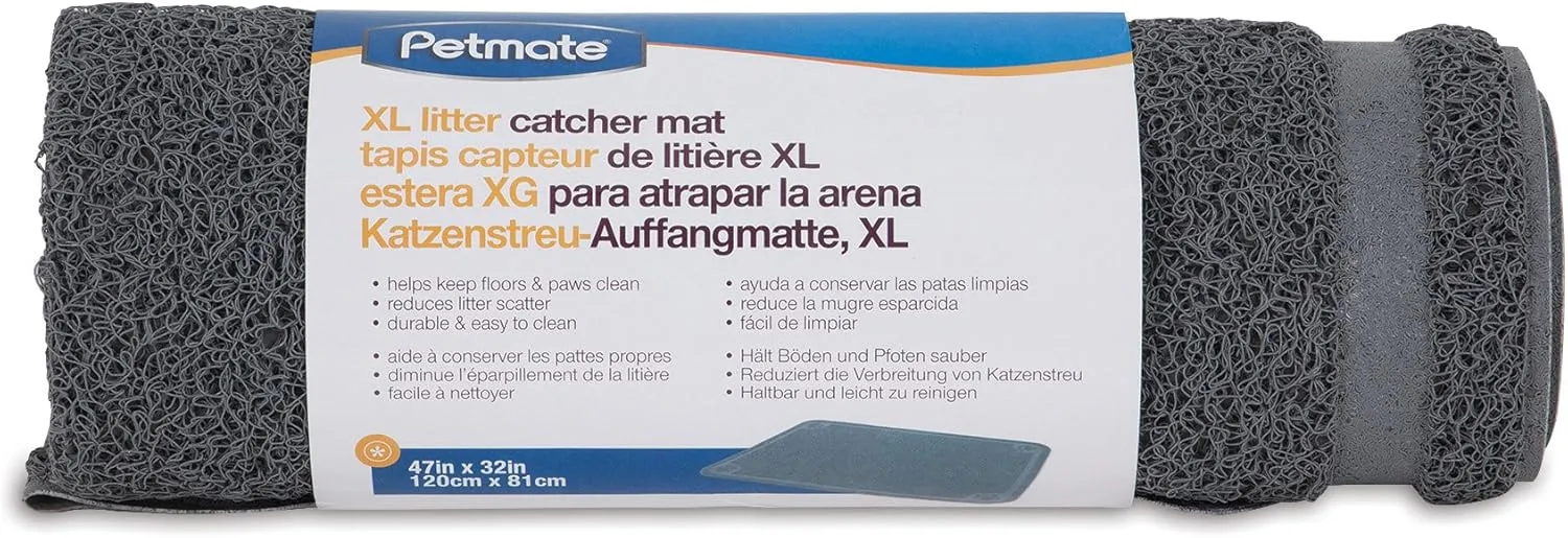 Petmate Litter Catcher Mat Extra Large, Grey, Model:22990 47x32x0.25 Inch (Pack of 1)