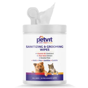 Petvit Sanitizing & Grooming Wipes for Dogs and Cats