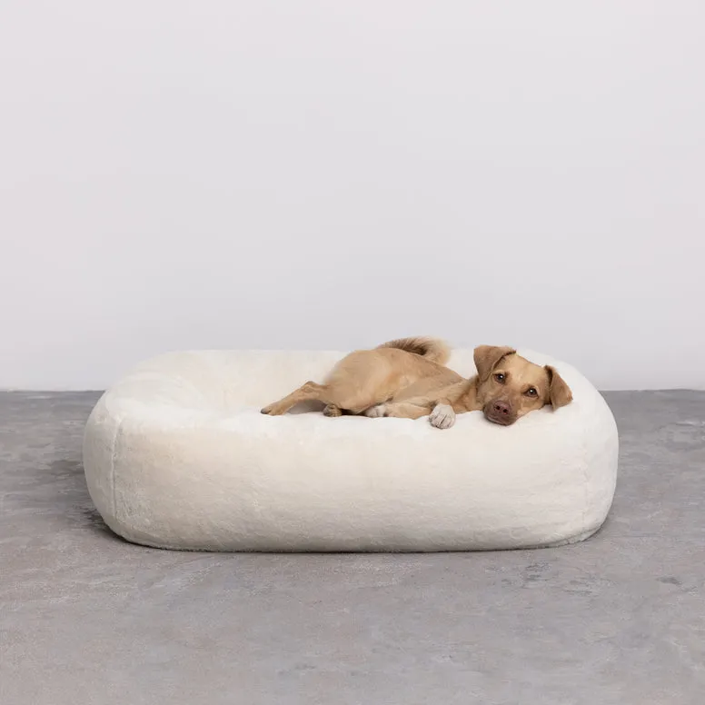 PillowVilla Faux Fur Dog Bed PEBBLE