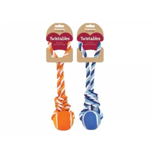 Rosewood Twistables Dog Toy Tennis Ball Tug