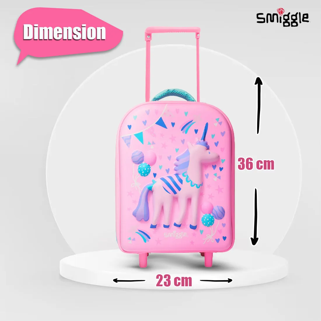 Smiggle Glide Teeny Tiny Hardtop Trolley Bag Pink, 3Y 
