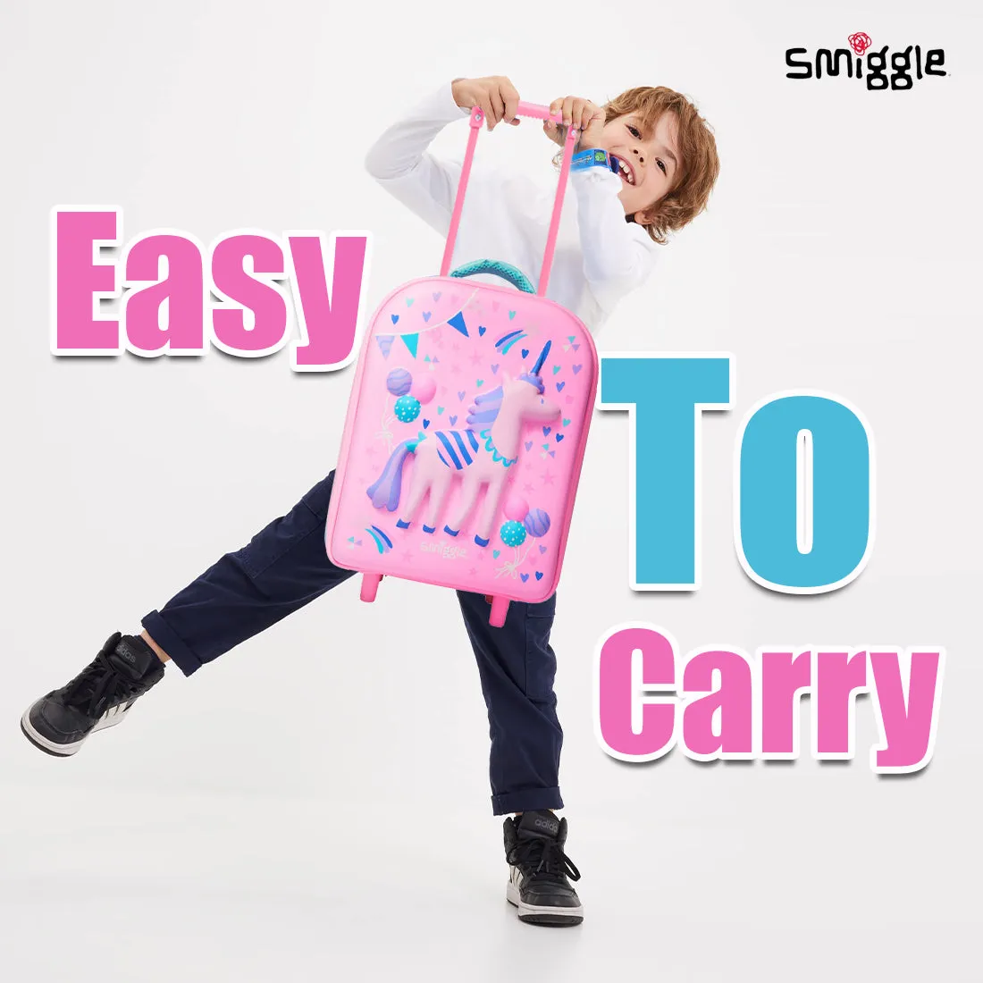 Smiggle Glide Teeny Tiny Hardtop Trolley Bag Pink, 3Y 
