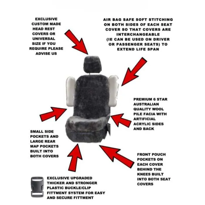 Snugseat™ Australian Sheepskin Seat Covers Airbag Safe 27mm