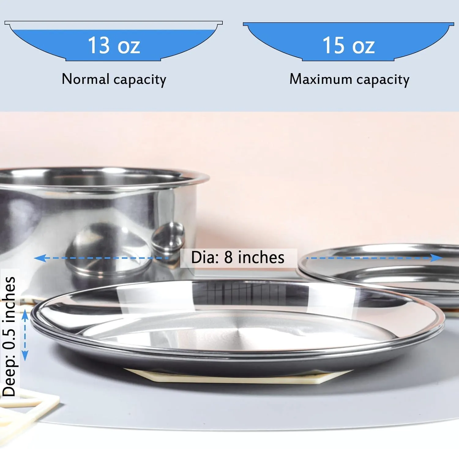 Stainless Steel Cat Dishes for Food and Water Bowls for Small and Medium Pets Relief of Whisker Fatigue -2 Sets Shallow Style