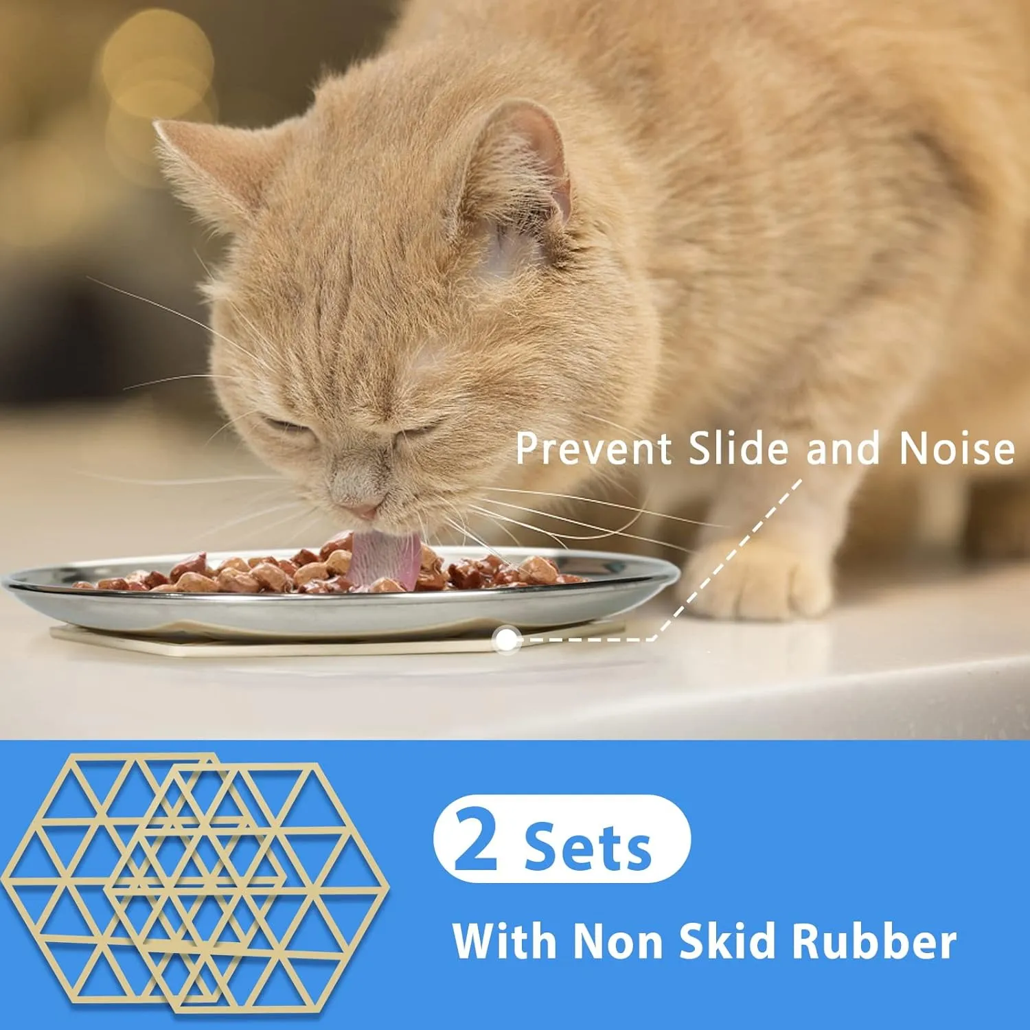 Stainless Steel Cat Dishes for Food and Water Bowls for Small and Medium Pets Relief of Whisker Fatigue -2 Sets Shallow Style