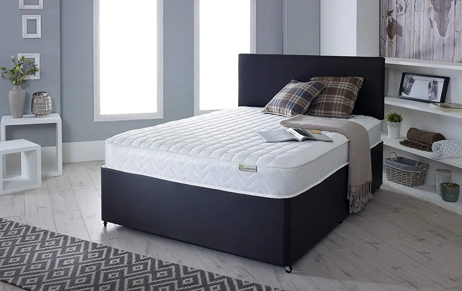 Starlight Beds™ Value Range 7" Deep Deluxe Finish Sleeping Surface Memory Foam with Spring White Mattress