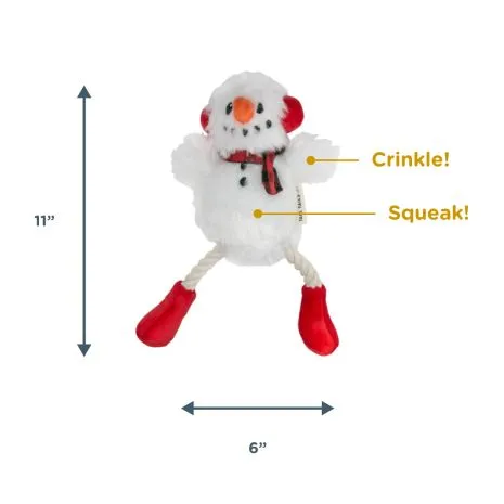 Tall Tails Plush Snowman Pull - Rope Tug Dog Toy 13"