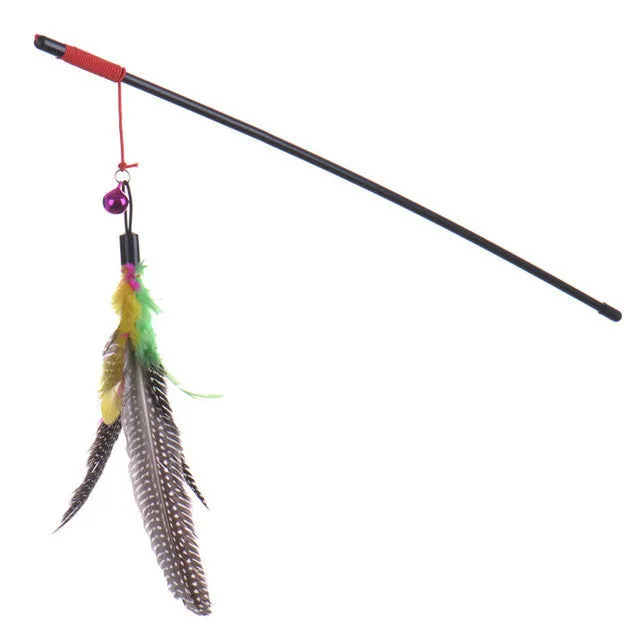 Top quality Pet cat toy Cute Design bird Feather Teaser Wand Plastic Toy for cats Color Multi Products For pet Free shipping