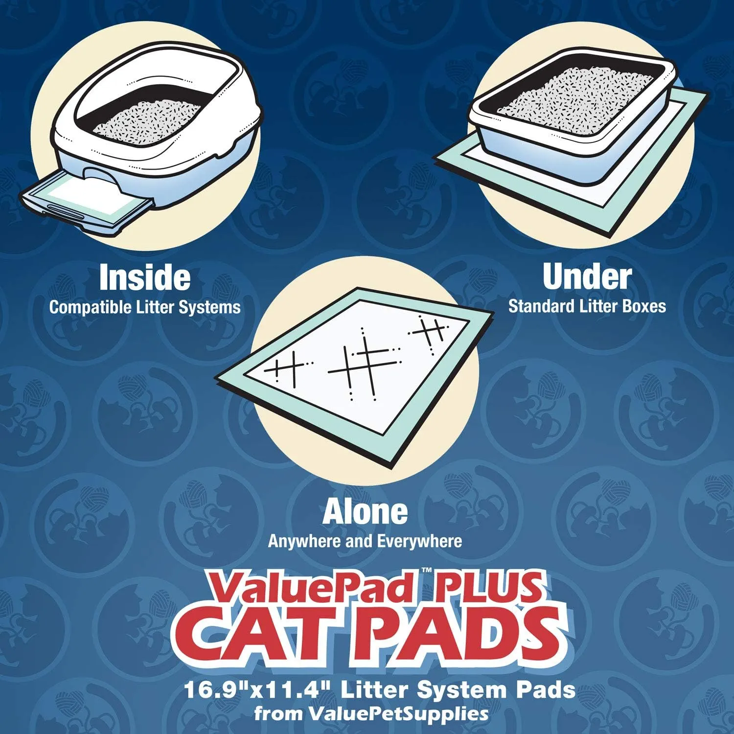 ValuePad Plus Cat Litter Pads, 16.9x11.4 Inch, Unscented, 100 Count - Breeze Compatible Refills - Quick-Dry, Super Absorbent Gel Cat Pads