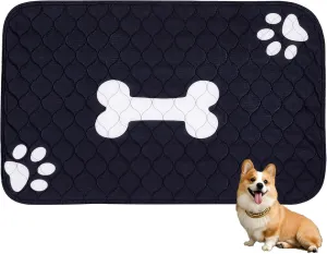 Washable Dog Pee Pad Black Reusable Puppy Pee Pad Potty Training Pad for Puppies, Playpen,Crate,and Whelping Box,Waterproof,Leak-Proof,Non-Slip Super Absorbent Dog Mat for Indoor Use,18.5x29.9 Inch
