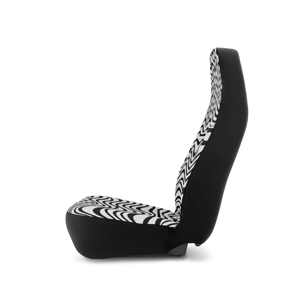 White Wavy Car Seat Covers, 2-Pcs (48.03" × 18.50") Set Best Car Accessories Essential Premium Quality Best Soft Luxury Car Seat Covers