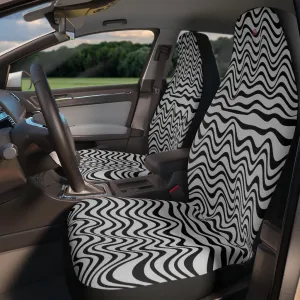 White Wavy Car Seat Covers, 2-Pcs (48.03" × 18.50") Set Best Car Accessories Essential Premium Quality Best Soft Luxury Car Seat Covers