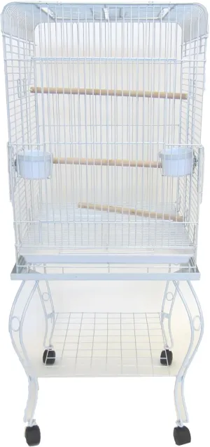 YML 20-Inch Open Top Parrot Cage with Stand, White