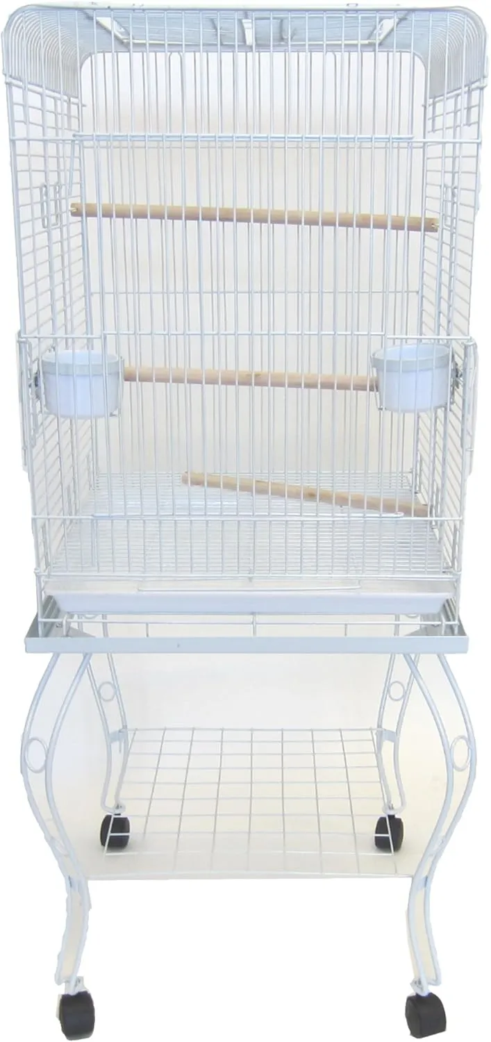YML 20-Inch Open Top Parrot Cage with Stand, White